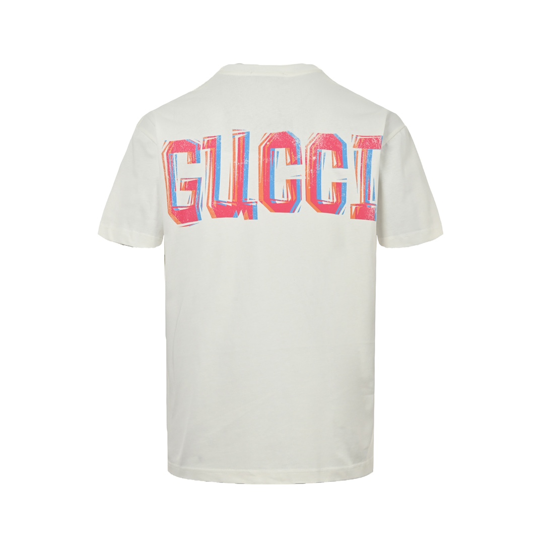 140 Gucci/古驰 24ss 涂鸦字母logo短袖 纯棉双纱面料