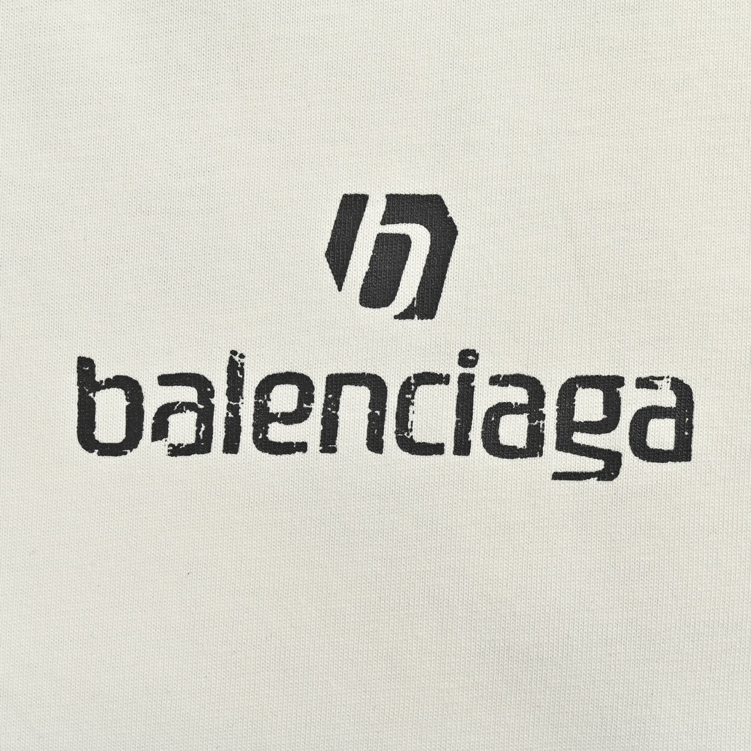 Balenciaga/巴黎世家 24ss 后背裂纹7号印花短袖