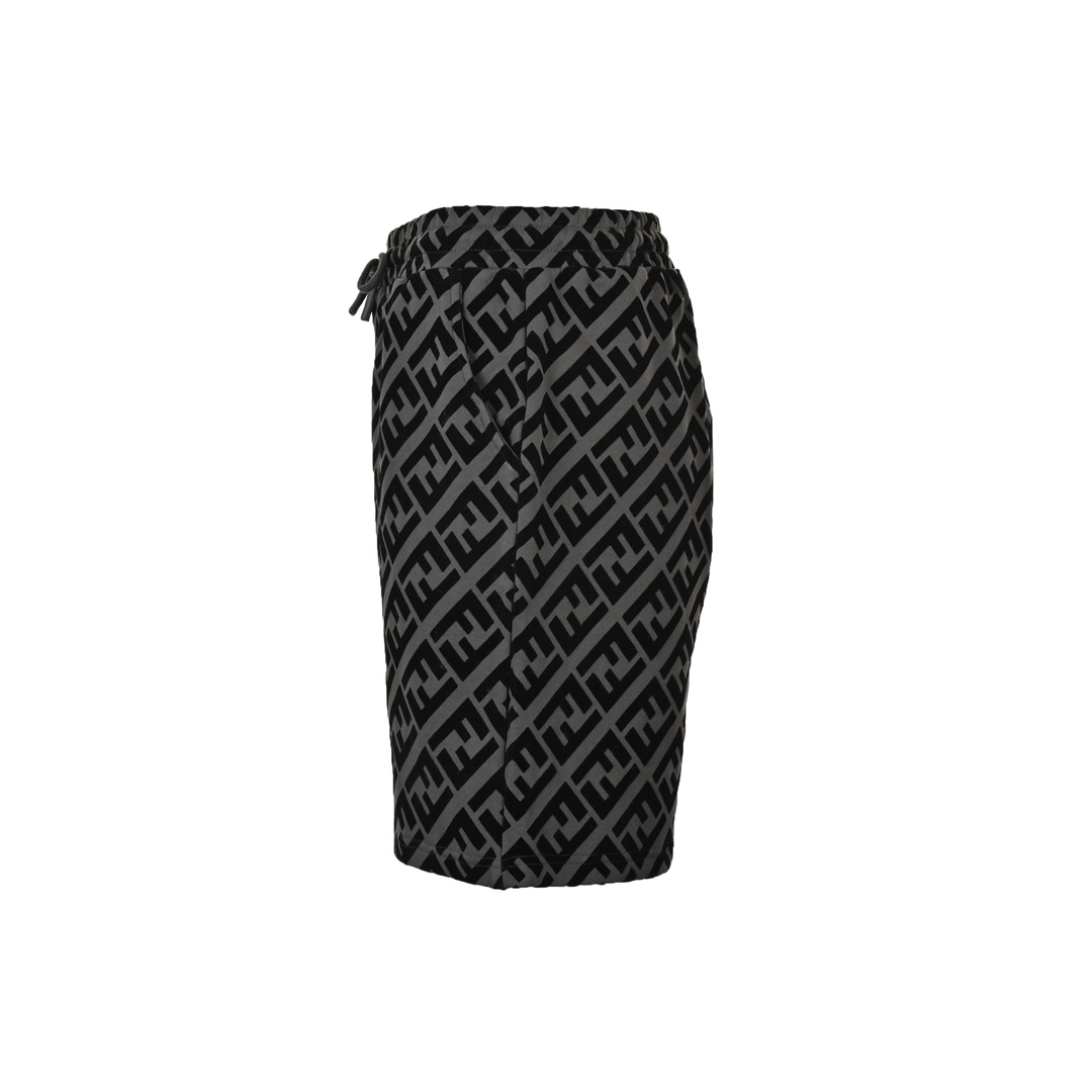 Fendi/芬迪 24ss FF植绒斜纹字母短裤