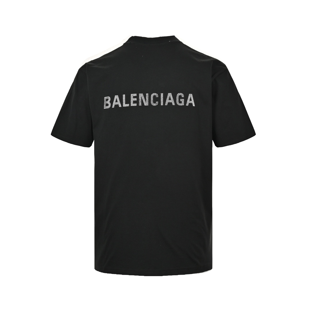 150 Balenciaga/巴黎世家 24ss 前后烫钻字母logo短袖