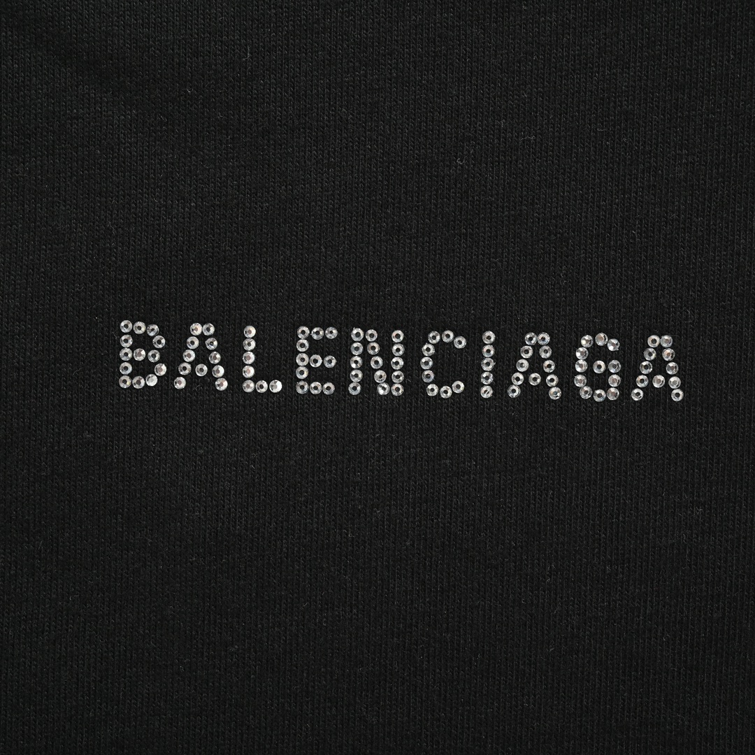 150 Balenciaga/巴黎世家 24ss 前后烫钻字母logo短袖