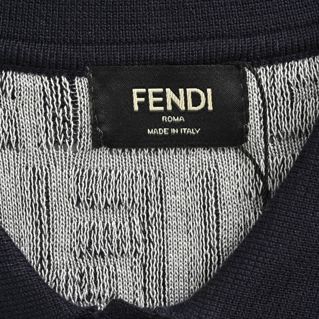 170 Fendi/芬迪 24ss 满印FF提花针织Polo短袖 现代艺术浪潮款针织Polo 时髦