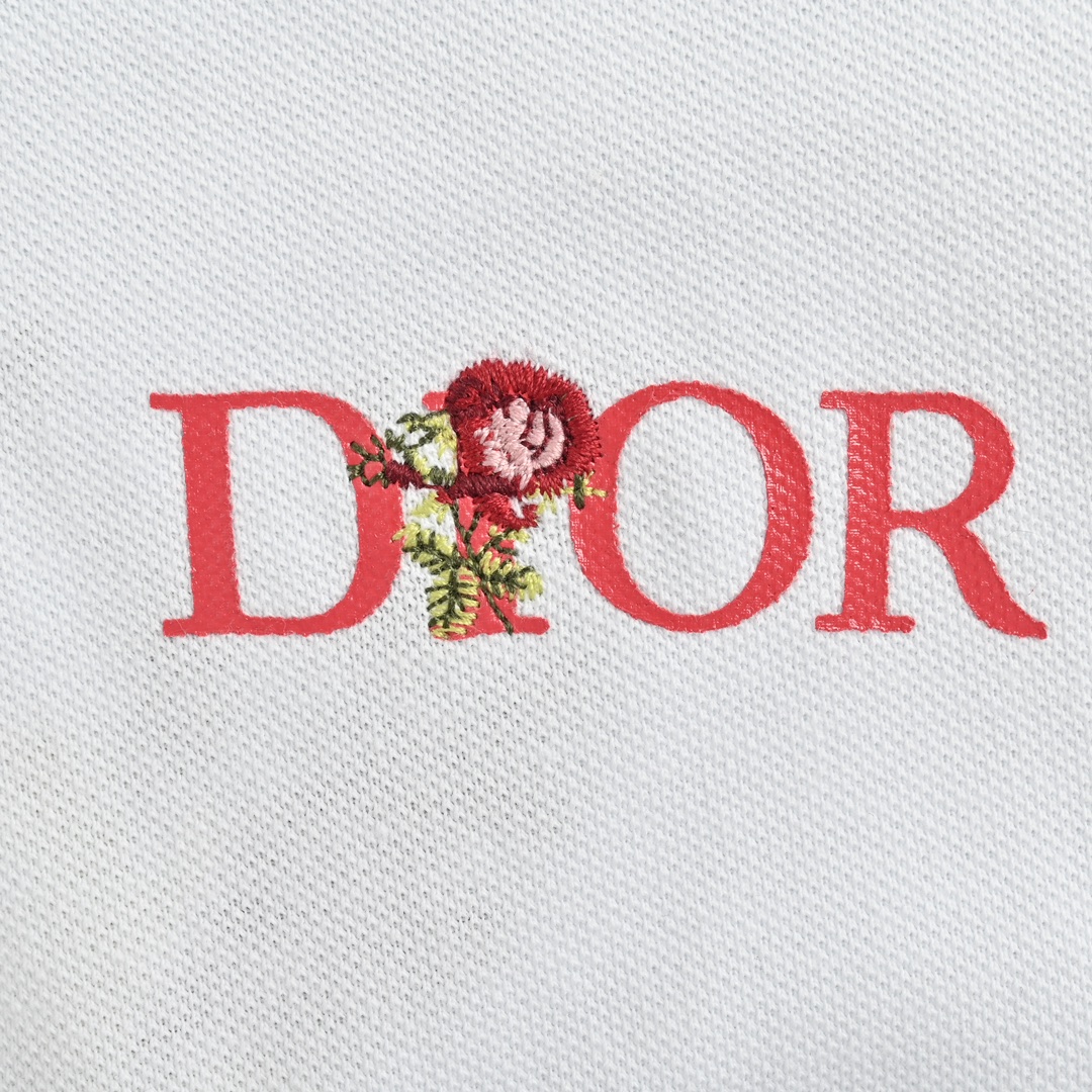 Dior/ 迪奥 花园系列玫瑰花刺绣Polo短袖 专柜购入奢侈大牌刺绣品牌图案