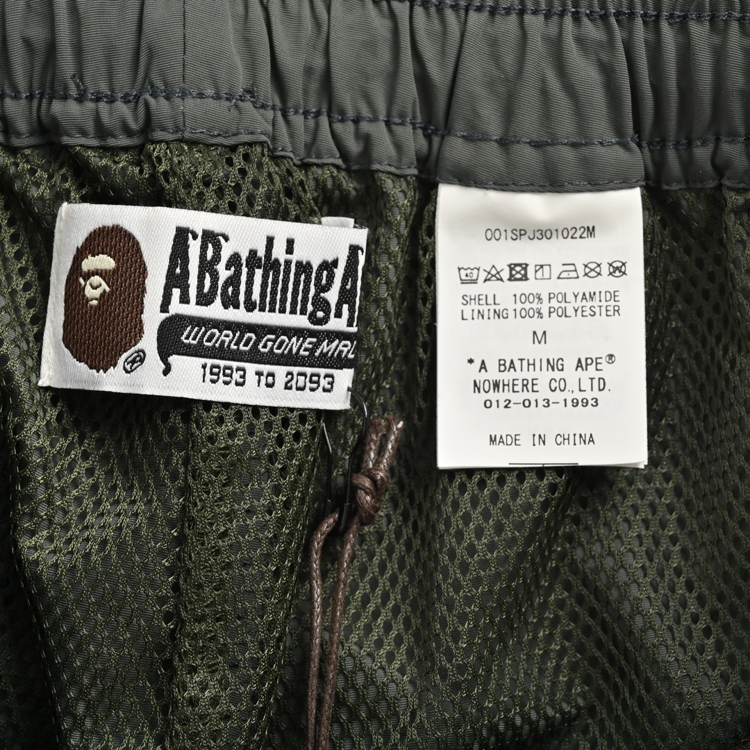 160 BAPE 24ss HEAD TRACK 小标尼龙短裤 猿人头小标