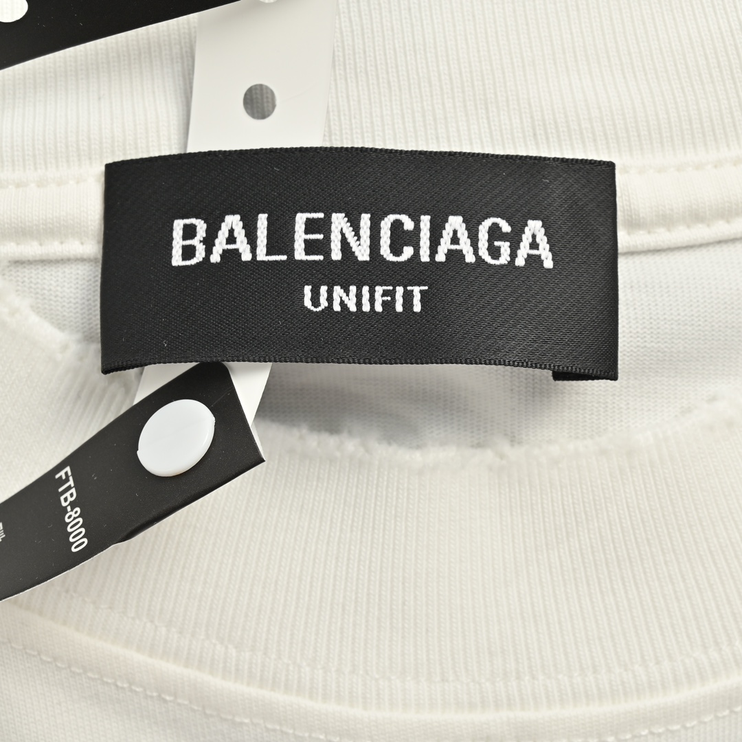 160 Balenciaga/巴黎世家 胸前字母印花水洗做旧短袖