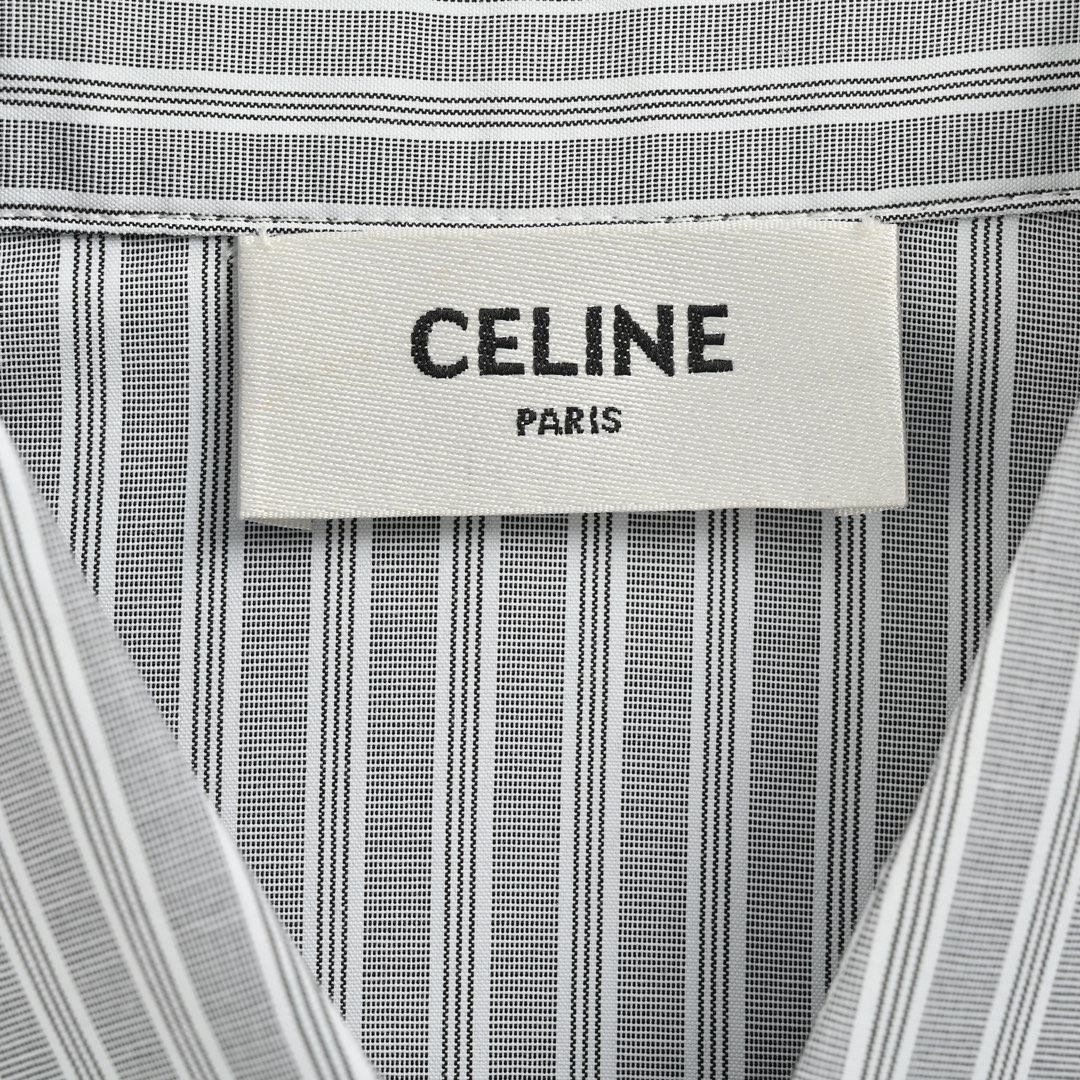 260 Celine/赛琳 24ss 凯旋门竖条纹长袖衬衫 因条纹细节全部要对位