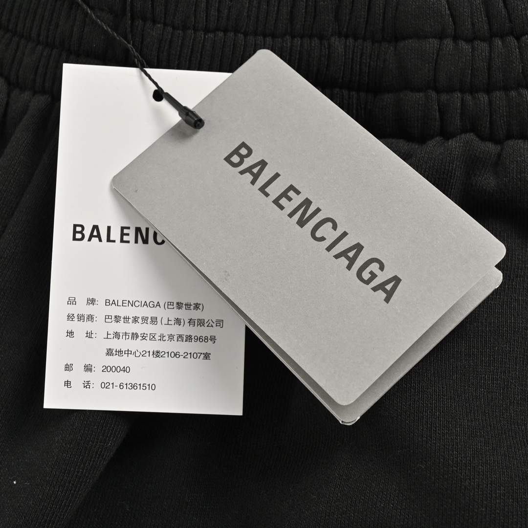 Balenciaga/巴黎世家 24ss 烫钻字母磨破做旧短裤