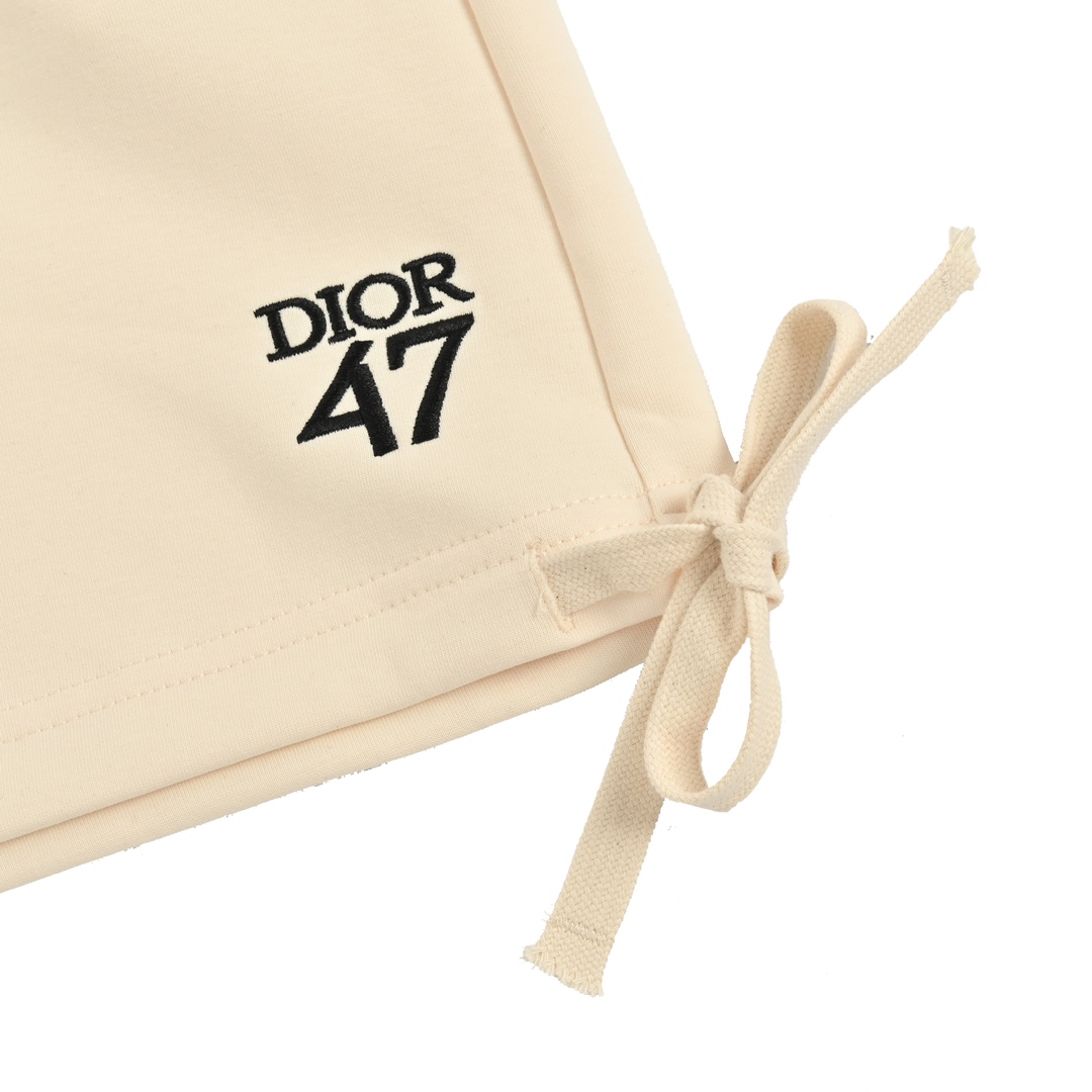 Dior/迪奥 24ss 1947刺绣字母刺绣抽绳飘带短裤
