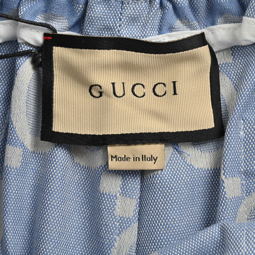 Gucci/古驰 24ss 雾霾蓝满印双G提花套装短裤