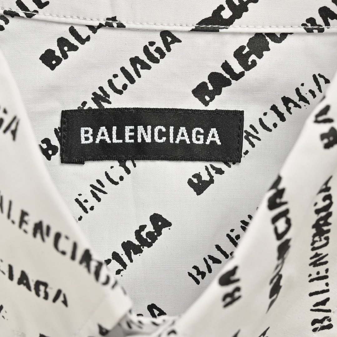 Balenciaga/巴黎世家 24ss 满幅弹幕字母短袖衬衫