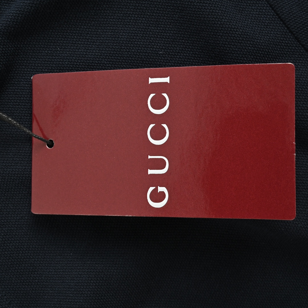 Gucci/古驰 24ss 彩条纹领刺绣Polo短袖