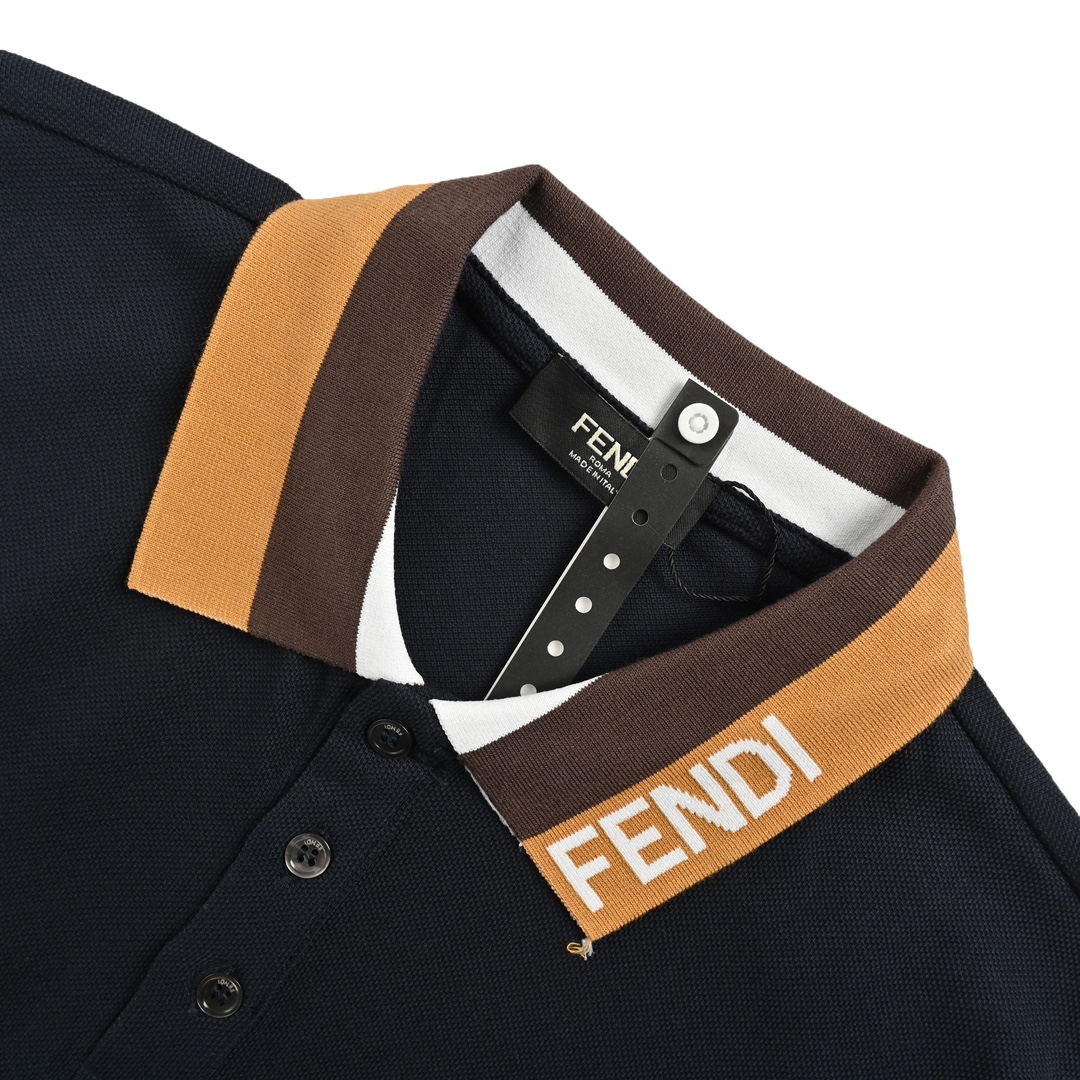 Fendi/芬迪 领口织带字母Polo短袖