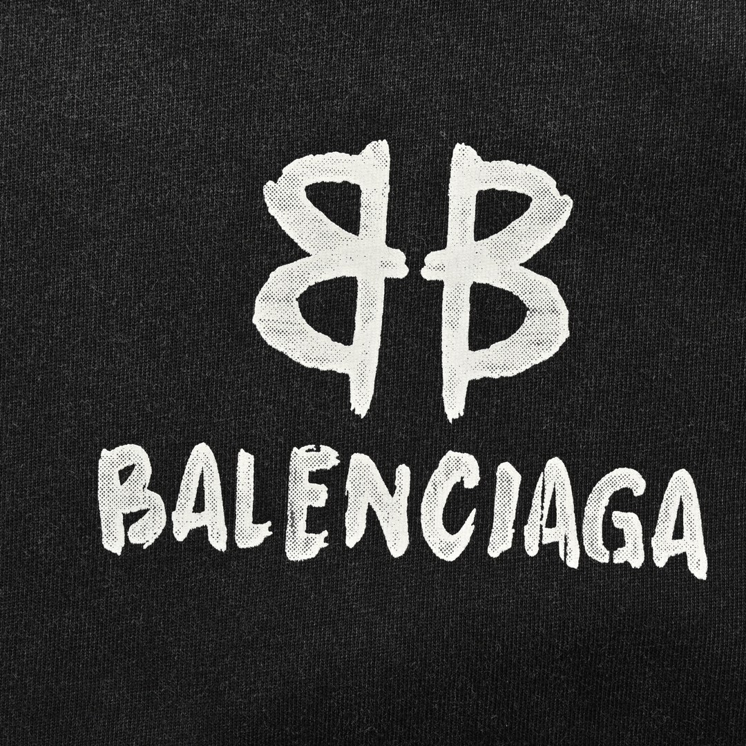 Balenciaga/巴黎世家 背后双B印花圆领短袖