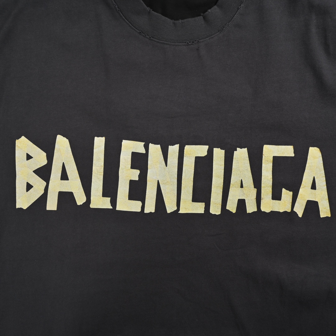 Balenciaga/巴黎世家 24ss 3B黄胶带双工艺拼接短袖