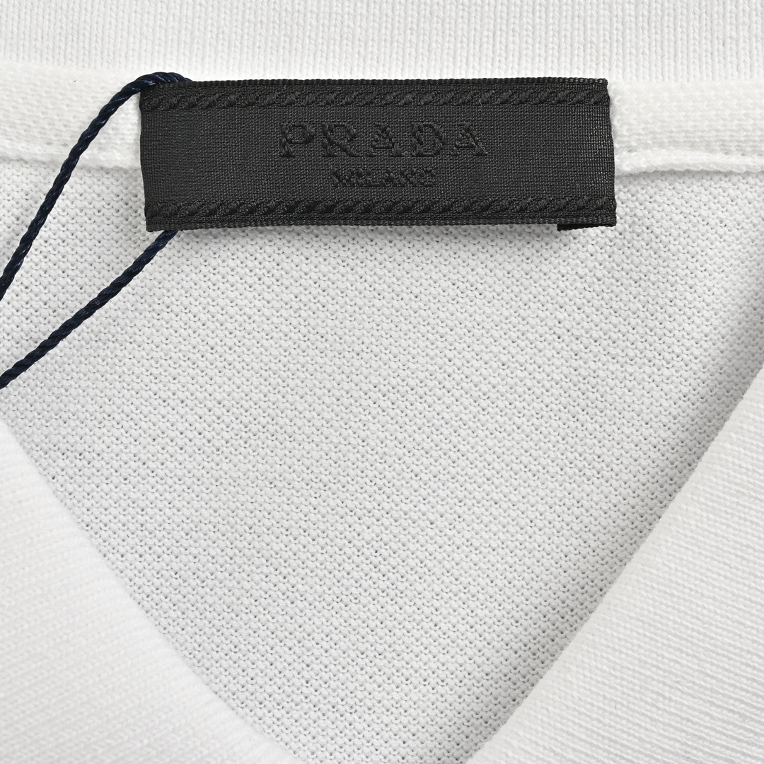 Prada/普拉达 24ss 红色饰条尼龙口袋Polo短袖