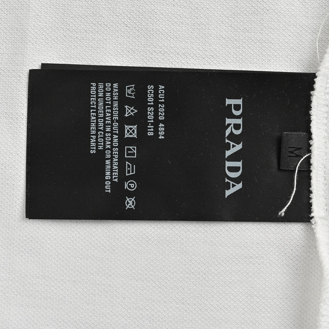 Prada/普拉达 24ss 红色饰条尼龙口袋Polo短袖