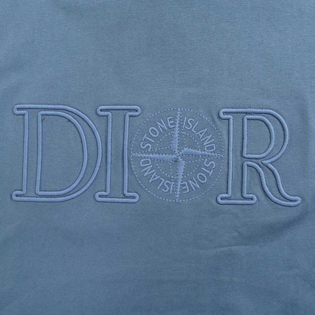 Dior & Stone 石头岛联名刺绣字母logo短袖