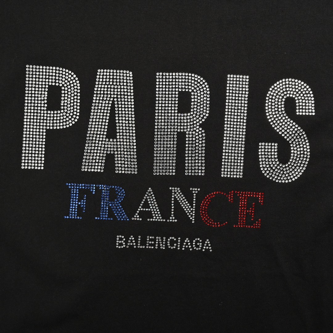 Balenciaga/巴黎世家 24ss Paris系列烫钻字母短袖