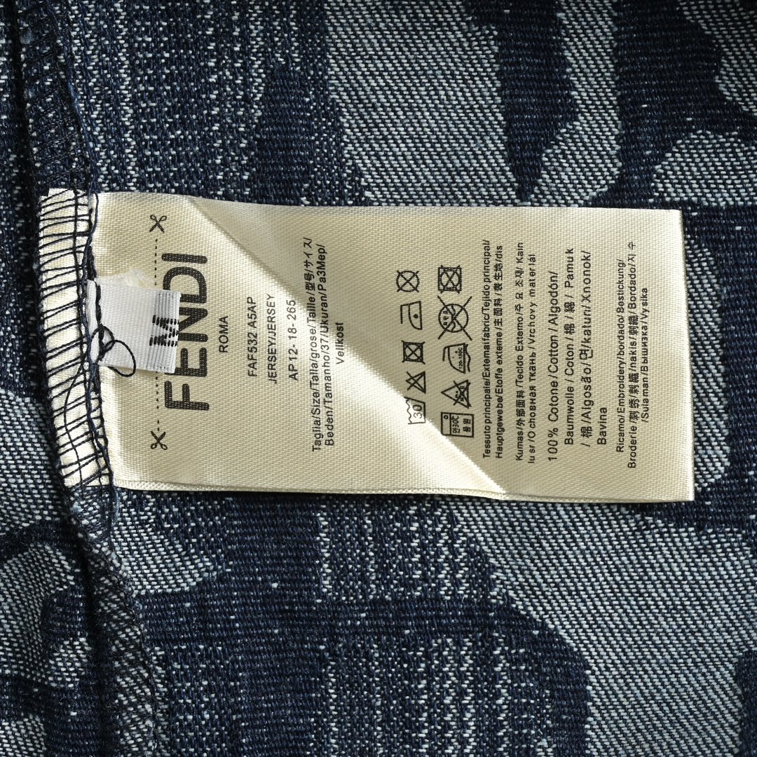 Fendi/芬迪 24ss 方格FF亚麻流苏牛仔短袖衬衫