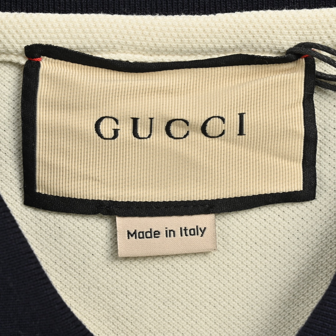 Gucci/古驰 24ss 胸口双G刺绣Polo短袖