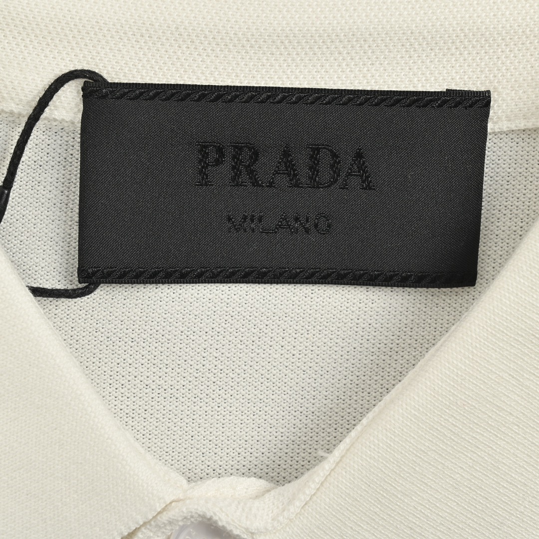 Prada/普拉达 横条拼接Polo短袖