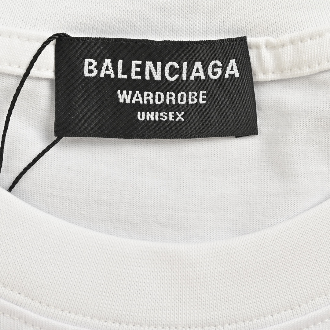 Balenciaga/巴黎世家 24ss 胸口签名logo刺绣短袖