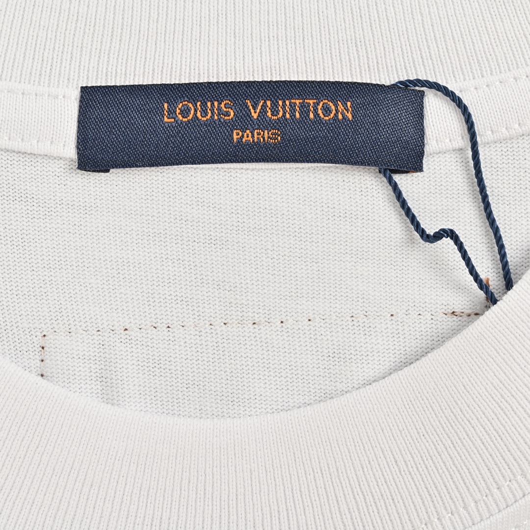 Louis Vuitton/路易威登 24ss 前后字母logo烫钻短袖 路易威登LOGO标识圆领短袖