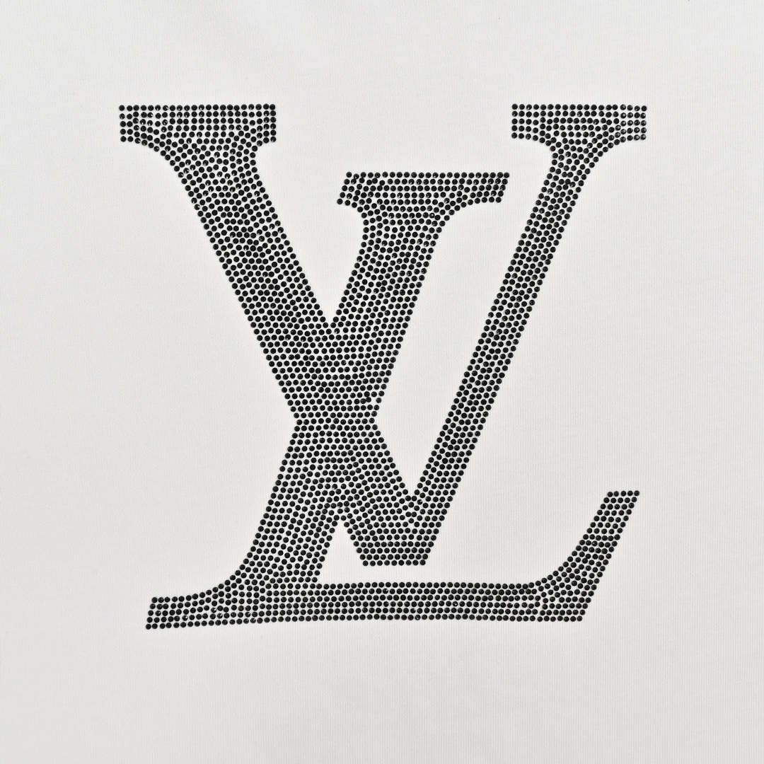 Louis Vuitton/路易威登 24ss 前后字母logo烫钻短袖 路易威登LOGO标识圆领短袖