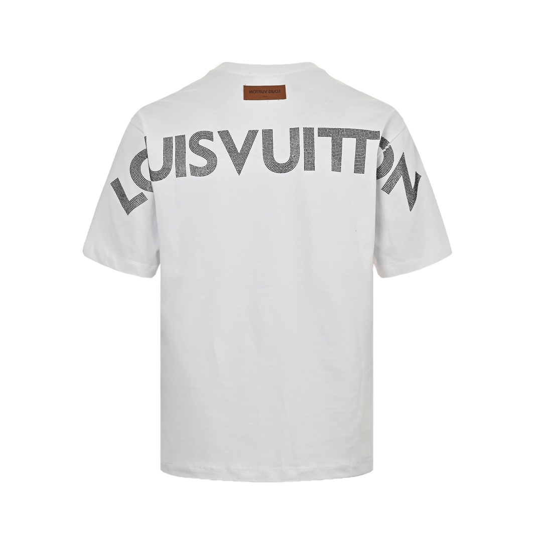 Louis Vuitton/路易威登 24ss 前后字母logo烫钻短袖 路易威登LOGO标识圆领短袖