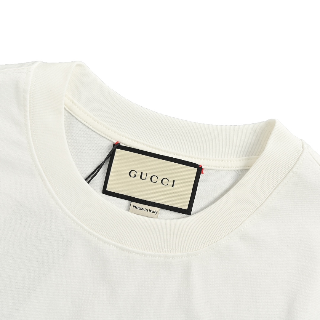 Gucci/古驰 24ss 红绿拼色刺绣字母短袖