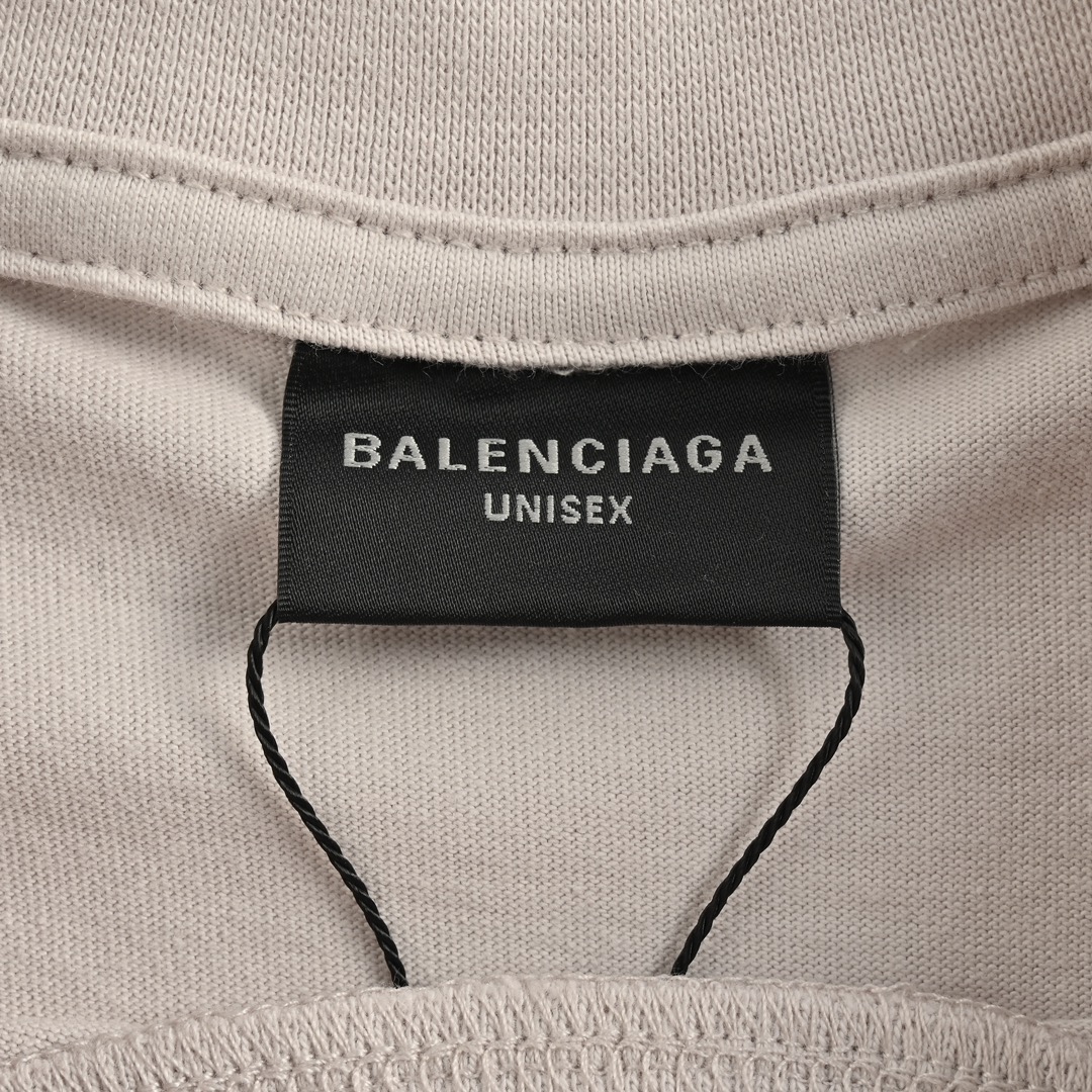 Balenciaga/巴黎世家 24ss 模糊字母做旧印花水洗短袖