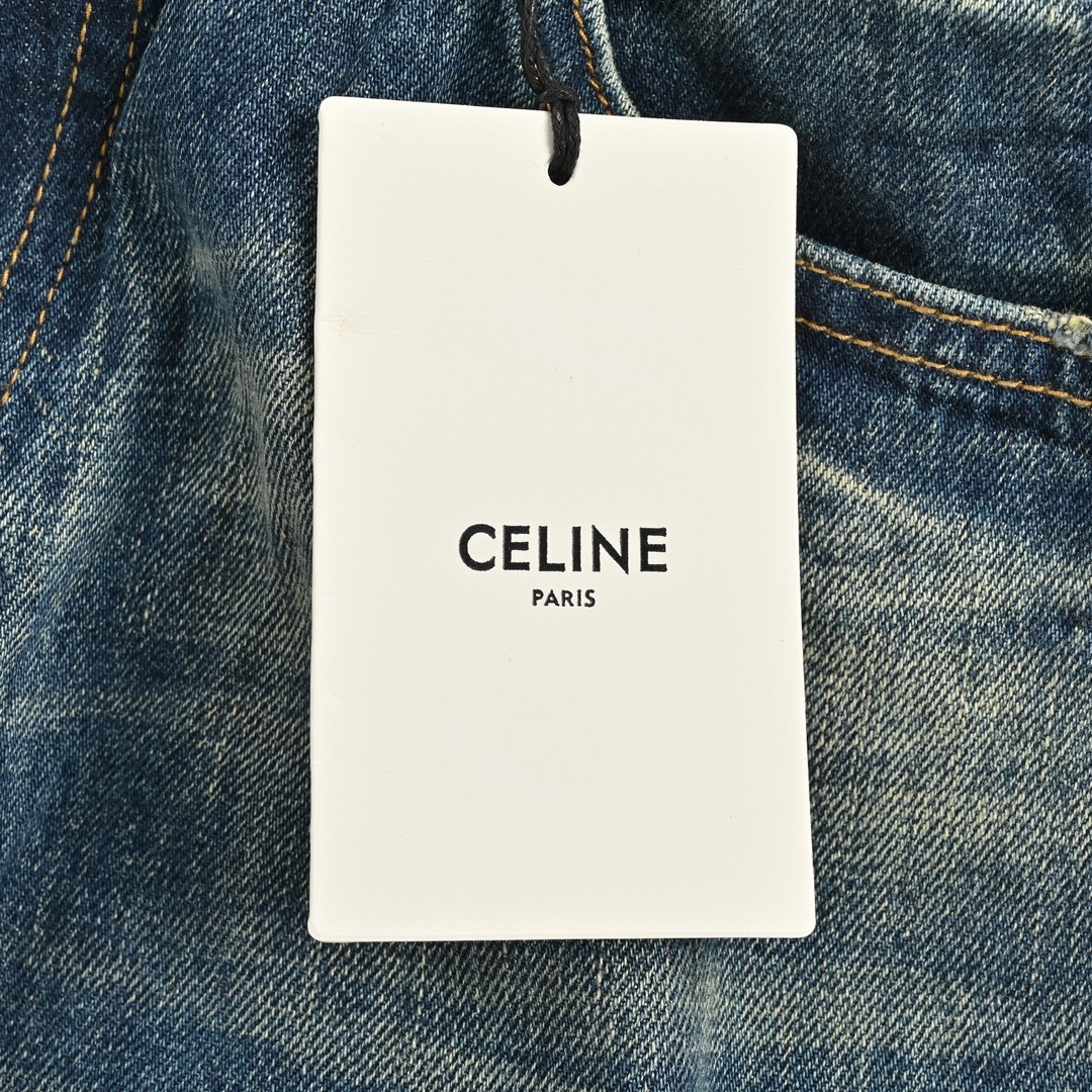 Celine/赛琳 Wesley 水洗破洞牛王牛仔裤