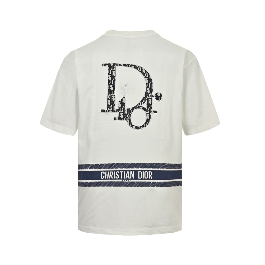 Dior/迪奥 24ss 老花刺绣logo拼接短袖