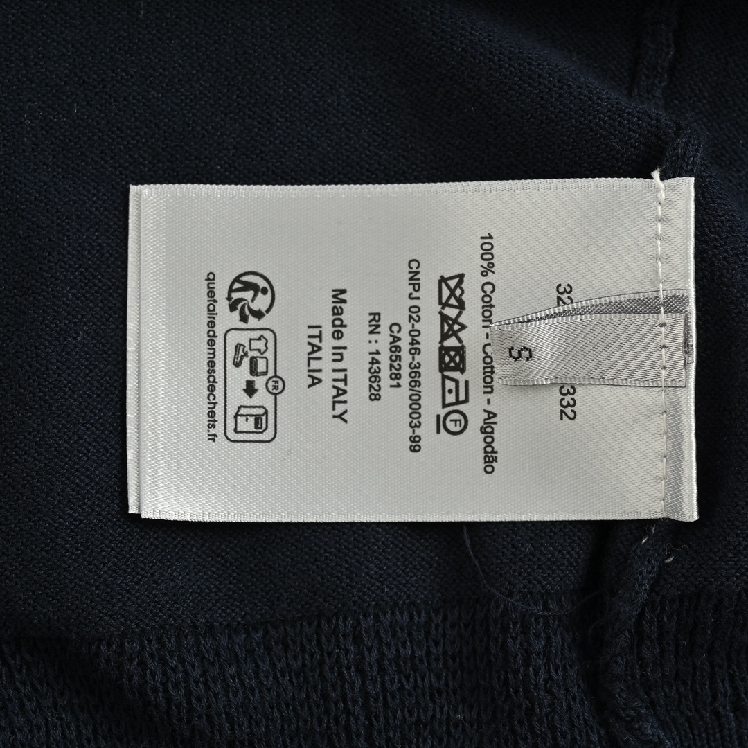 Dior/迪奥 24ss 刺绣小标针织Polo短袖 深蓝色饰以经典的