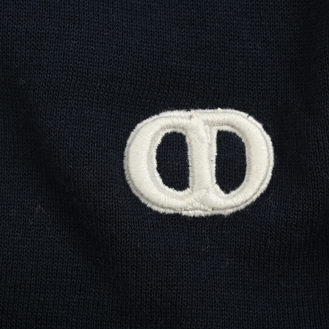 Dior/迪奥 24ss 刺绣小标针织Polo短袖 深蓝色饰以经典的