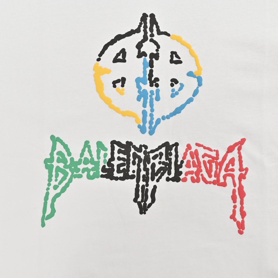 Balenciaga/巴黎世家 24ss 彩色字母logo发泡印花短袖