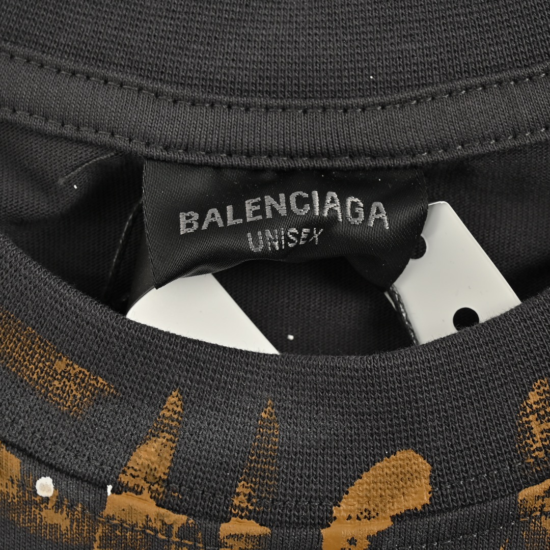 balenciaga/巴黎世家 水洗手绘字母圆领短袖