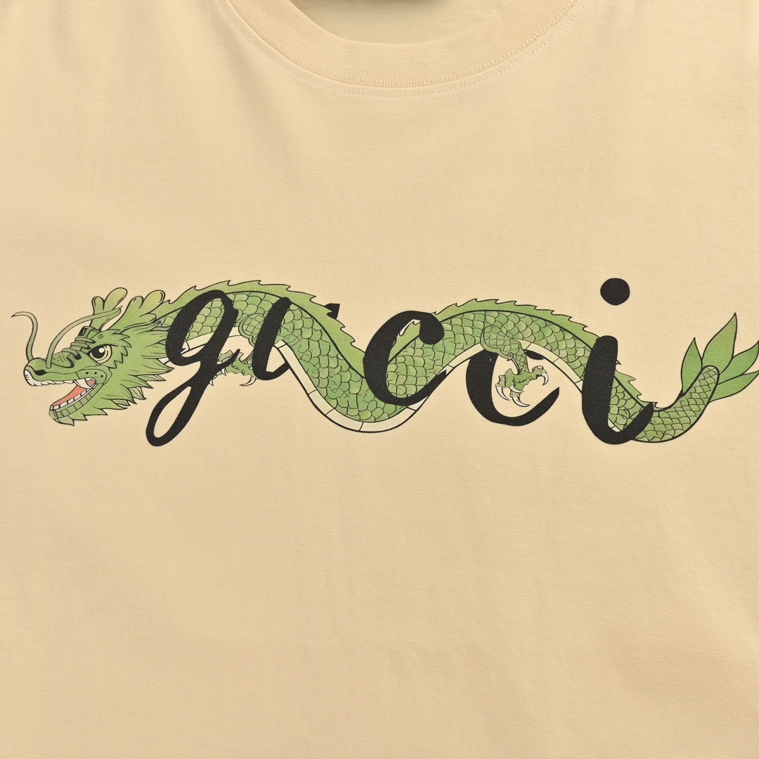 Gucci/古驰 24ss 飞龙字母印花短袖