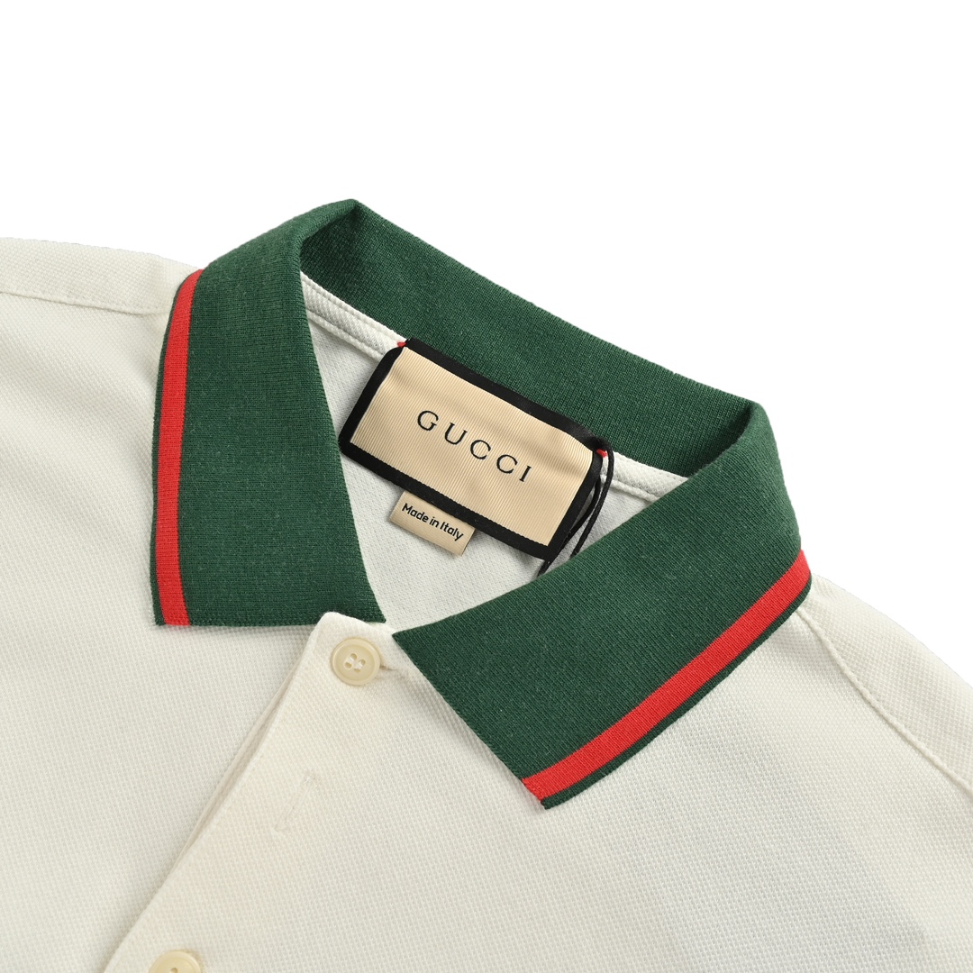 Gucci/古驰 绿色双G刺绣Polo短袖