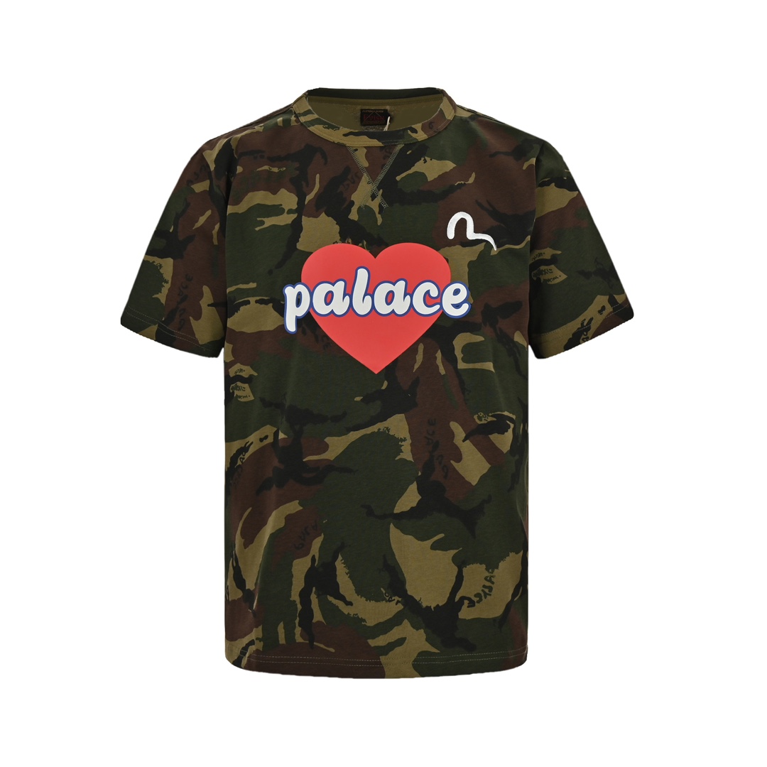 Evisu & Palace 联名迷彩爱心印花短袖