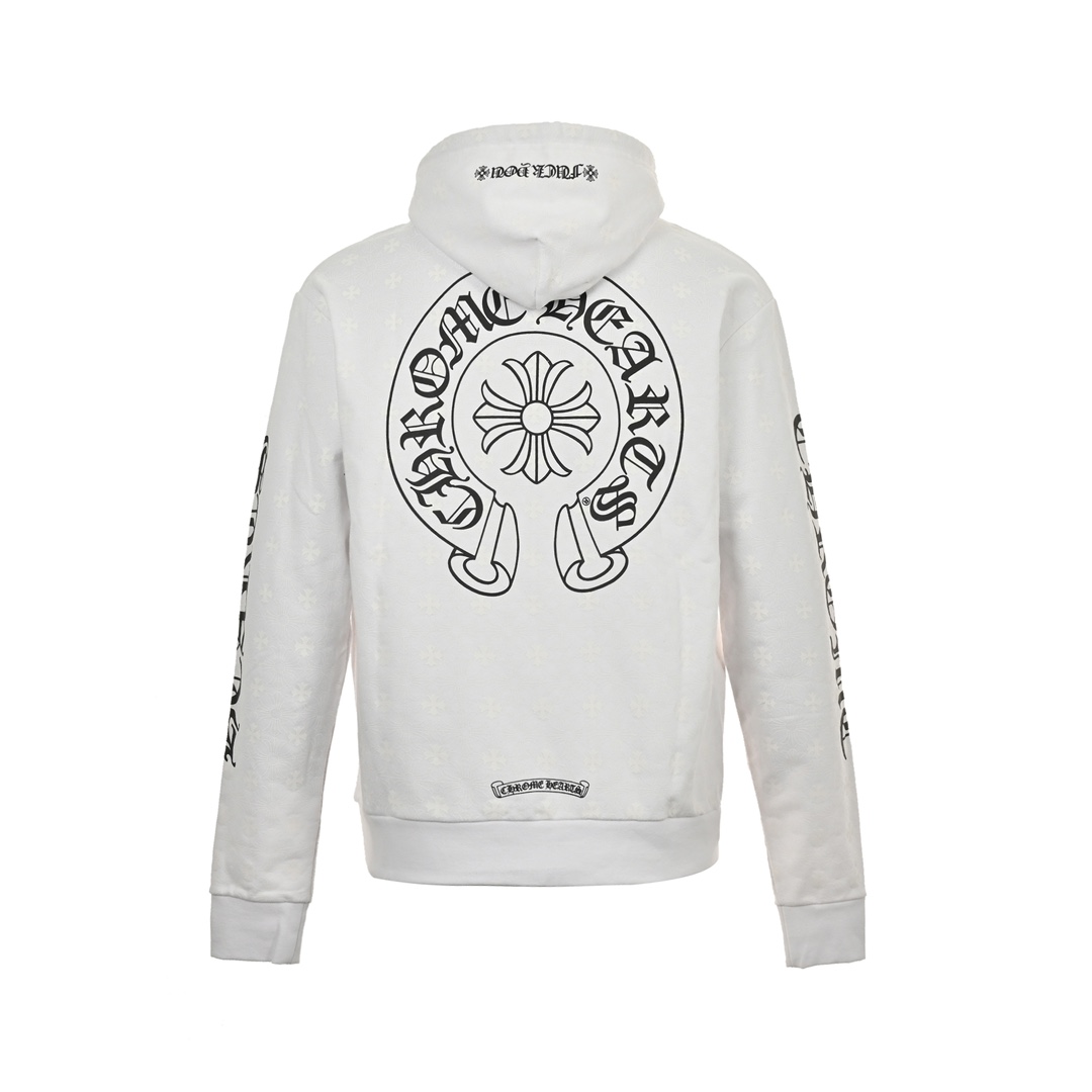 Chrome Hearts/克罗心 暗纹十字马蹄印花连帽卫衣