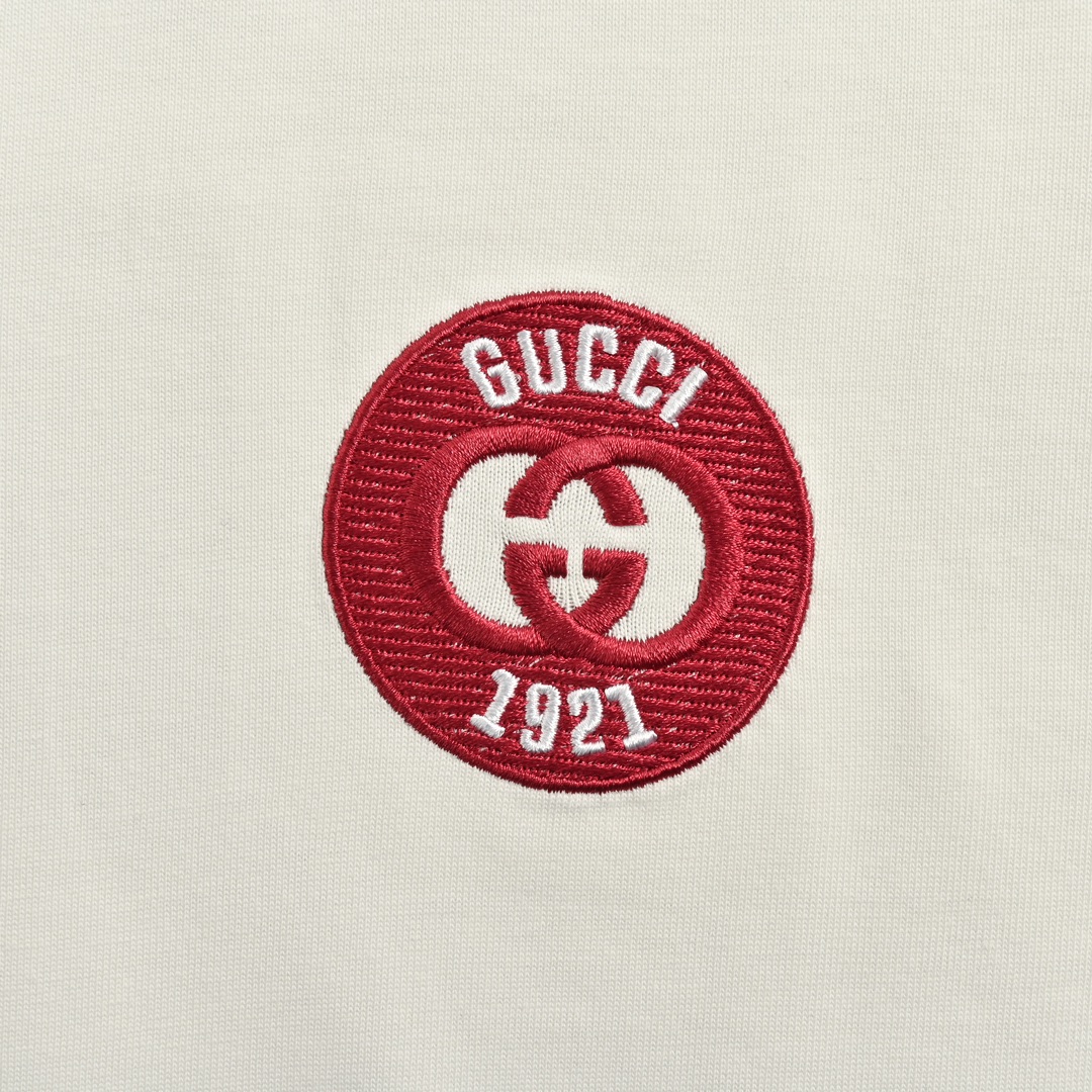 Gucci /古驰 24ss 1921撞色刺绣拼接短袖 最新夏日 logo刺绣T恤