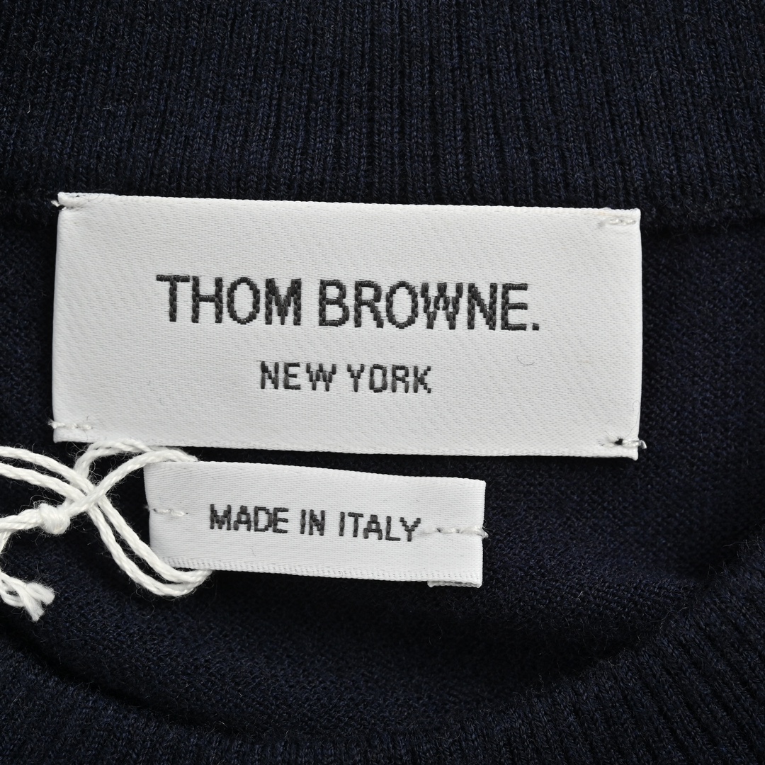 Thom Browne/汤姆布朗 23Fw 细羊毛圆领毛衣 （藏蓝）