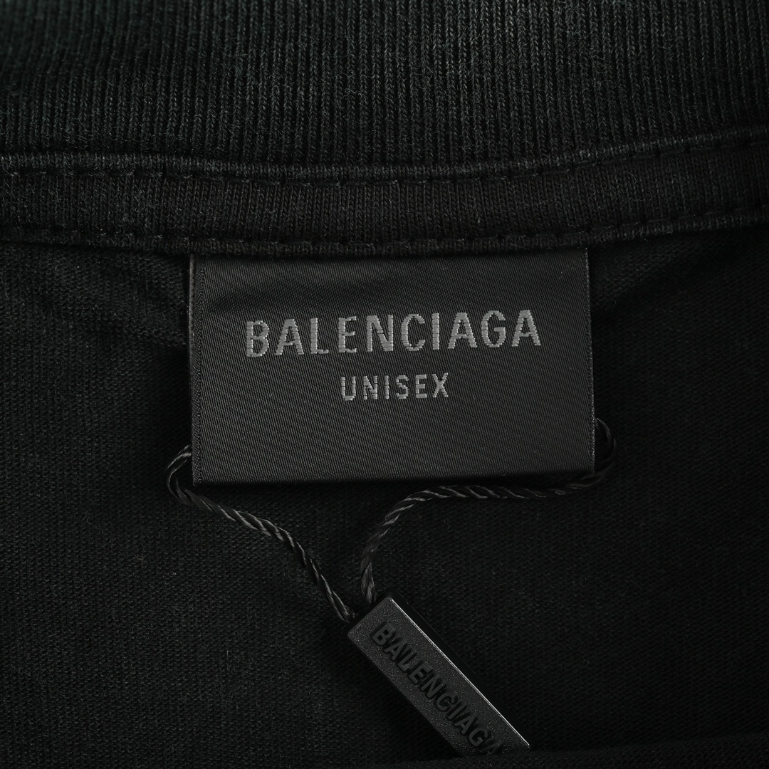 Balenciaga /巴黎世家 24ss 龟裂双B水洗长袖T恤