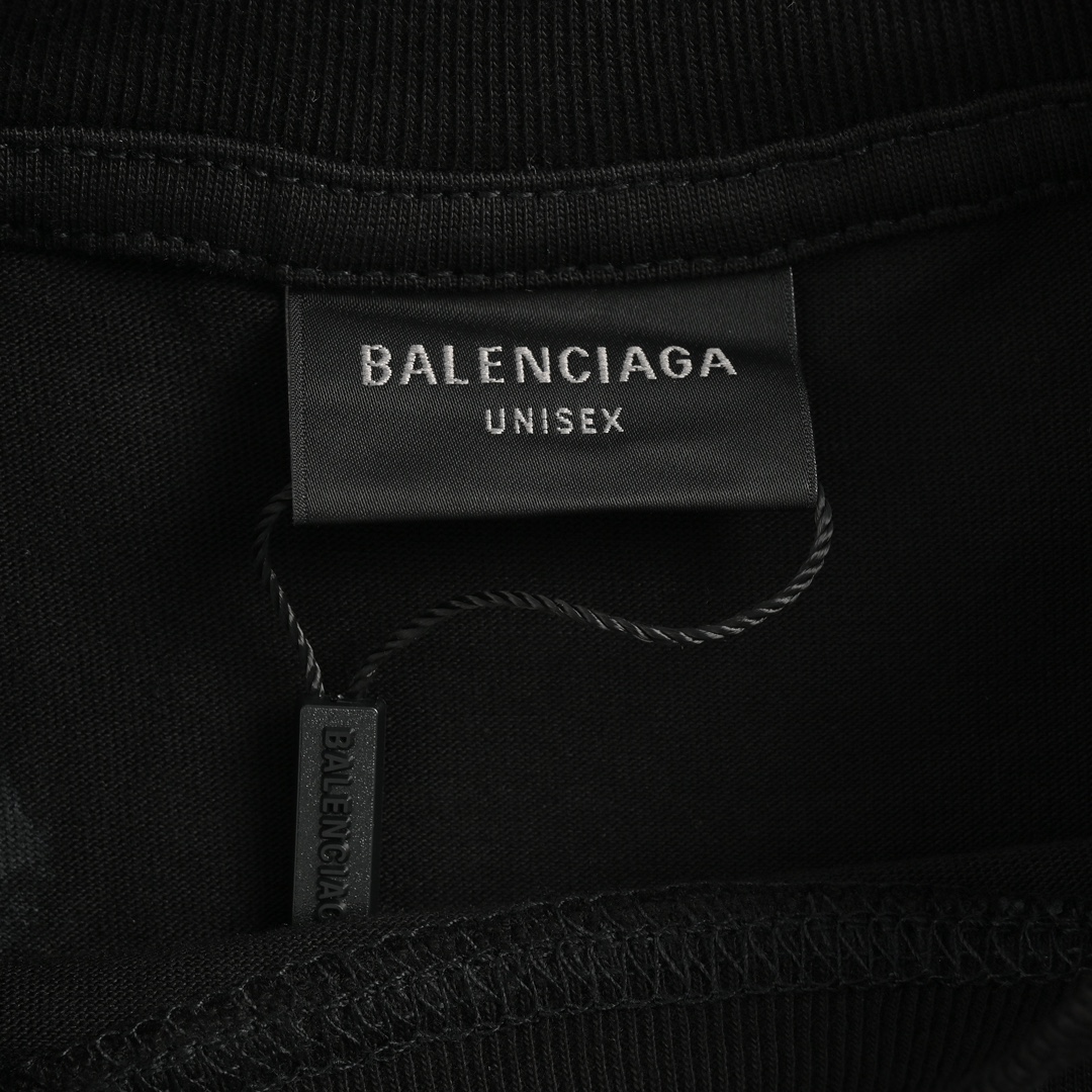 Balenciaga /巴黎世家 24ss 比特币泥染做旧长袖T恤