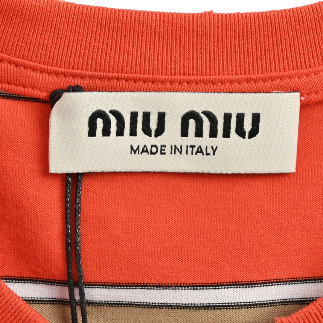 Miu Miu/缪缪 24Fw 撞色条纹长袖T恤