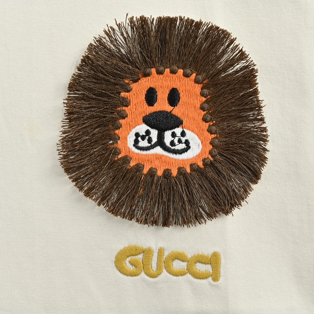 Gucci/古驰 24ss 贴布刺绣小狮子logo短袖 春夏古驰新款最顶级的品质专柜原单短袖