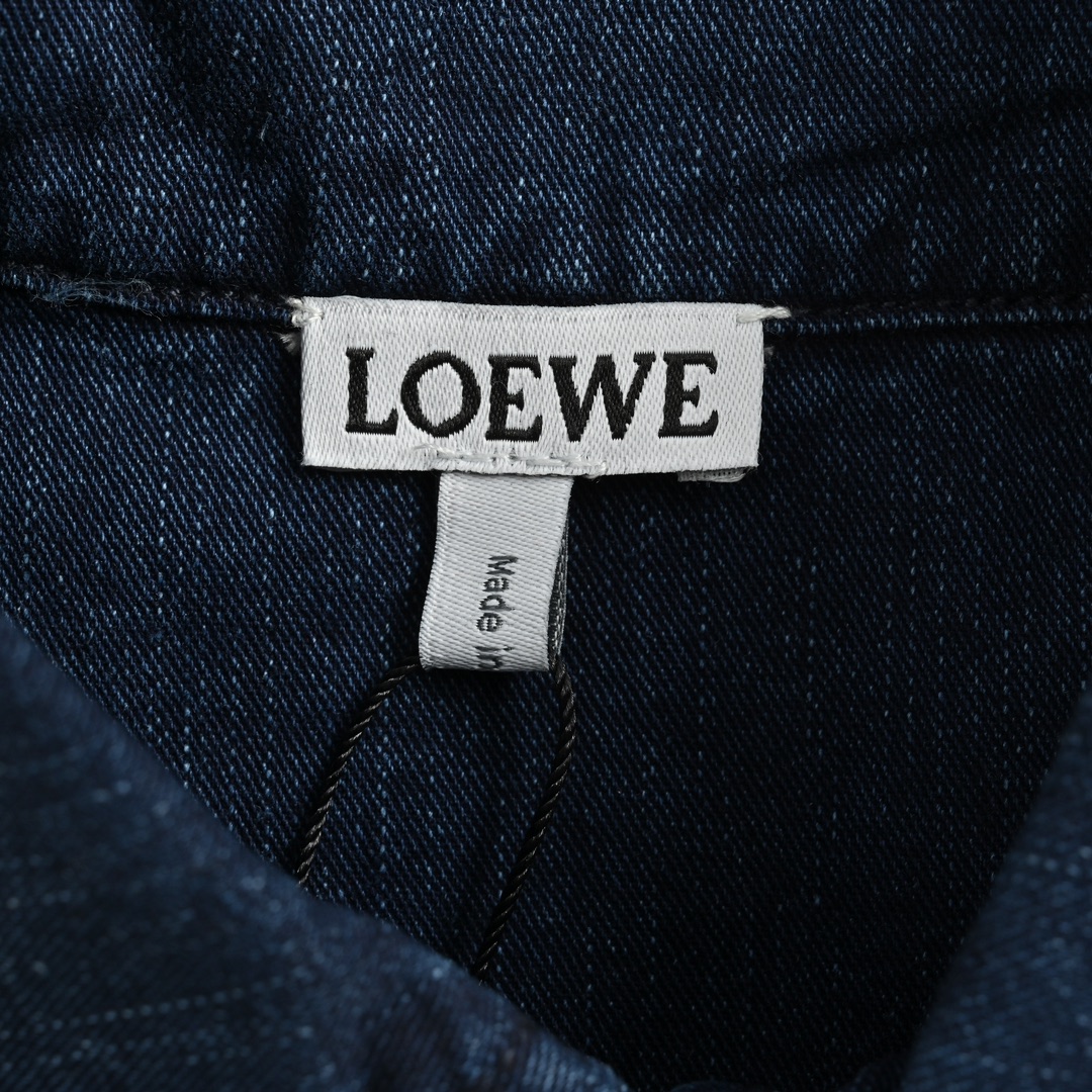 Loewe/罗意威 24Fw 手肘刺绣logo单宁牛仔衬衫夹克 罗意威 24ss 新款牛仔轻质水洗棉质丹宁布衬衫