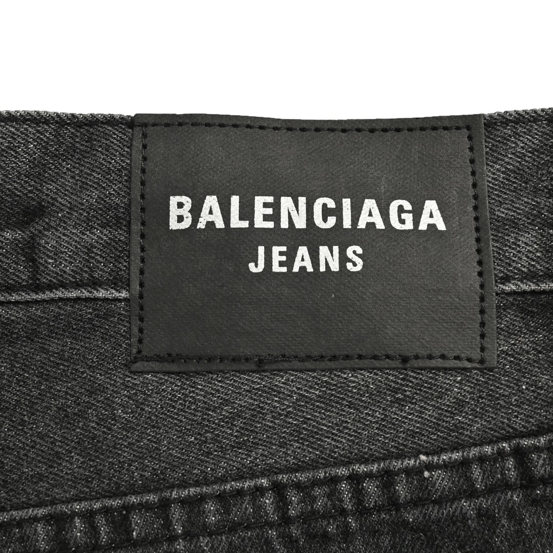 Balenciaga/巴黎世家 水洗黑色宽松阔腿牛仔裤