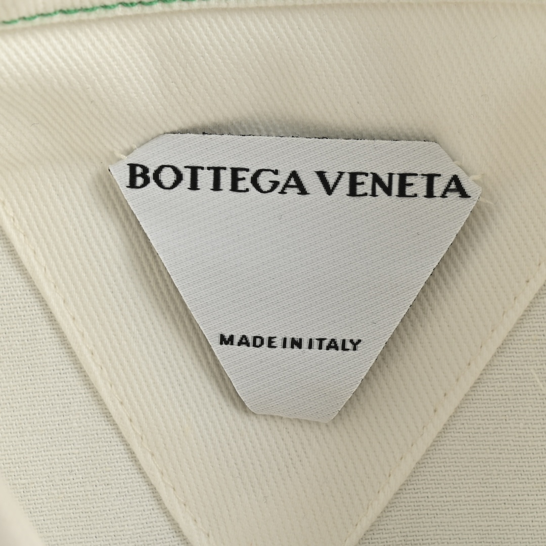 BottegaVeneta/BV绿色缝线牛仔衬衫外套